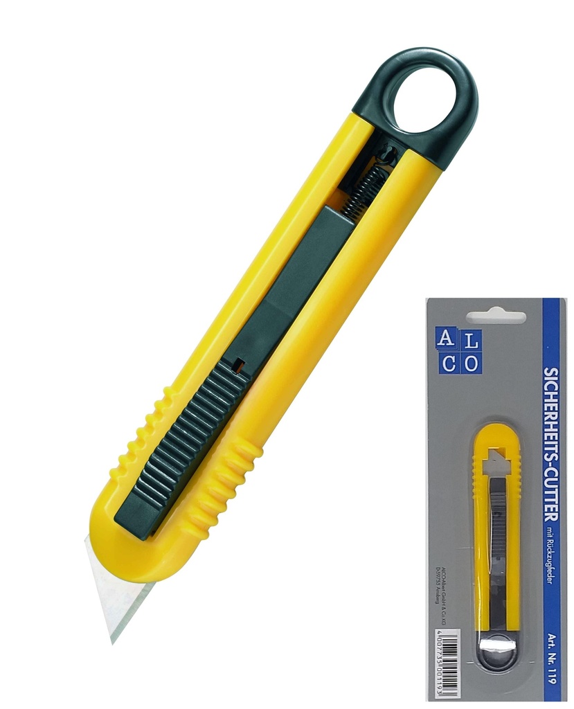 Cuttermesser mit Sicherheitsklinge SB-Karte   (Rückzugsfeder)  Vorschrift Berufsgenossenschaft ! 119