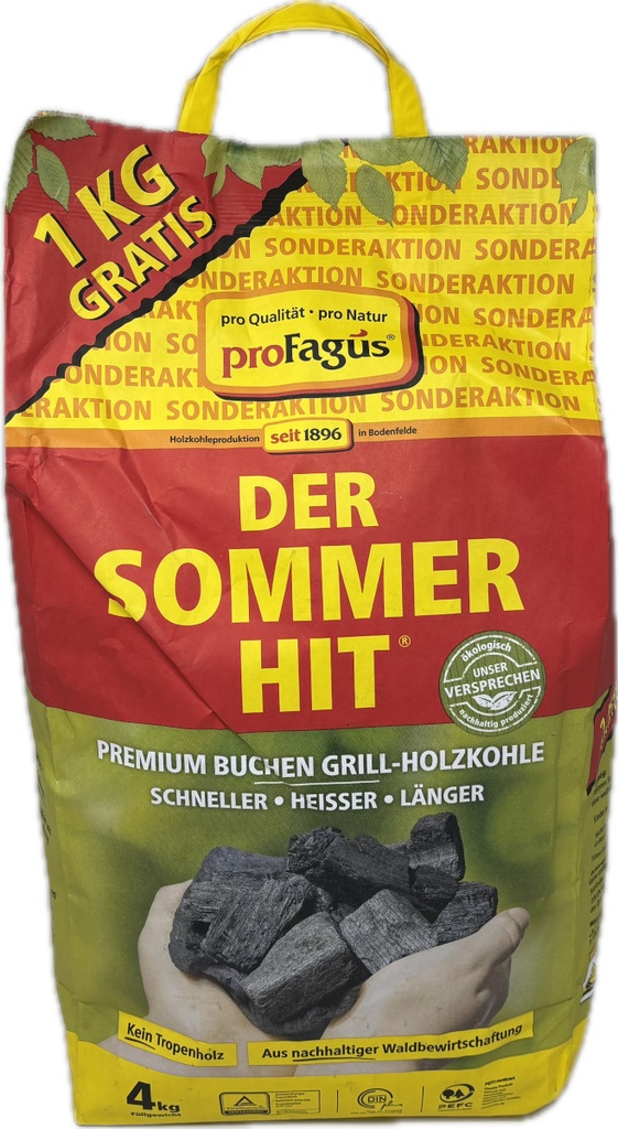 Sommer-Hit Grillholzkohle 4 Kg  zum 3 Kg Preis