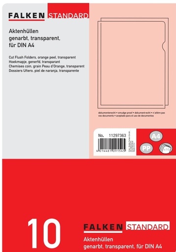 [11297363000F] Aktenhüllen, A4, PP, Standard, genarbt, farblos, 10er Beutel