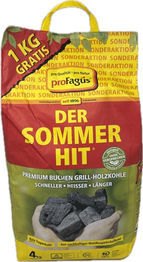 [62001043] Sommer-Hit Grillholzkohle 4 Kg  zum 3 Kg Preis
